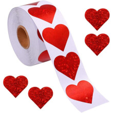 Roll of Red Heart Stickers, Wedding Anniversary Heart Stickers (500 pcs/roll)_Surprise Gift