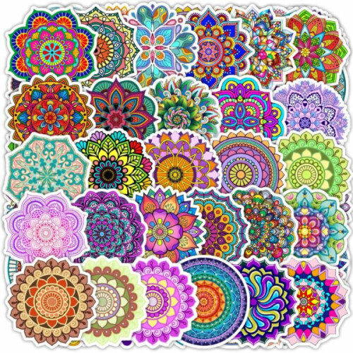 50pcs Zen Mandalas Stickers multicolor_Surprise Gift