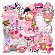 50er-Pack Aufkleber, Scrapbooking-Sticker, Rosa, mehrfarbig – Überraschungsgeschenk