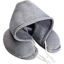 Soft and Comcompatibletable Hooded Neck Support Travel Pillow U-Shaped Airplane Headrest Pillow with Hood_Special Gift_Surprise Gift
