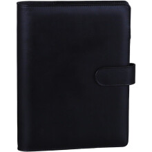 A5 Ring Binder Planner Notebook in Leather with Magnetic Closure (Inner Paper Not Included) - Black Black_Surprise Gift