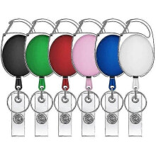 6-pack retractable key ring, retractable badge holder key roll, key tag extendable compatible ID card holder, card holder, key card_Surprise Gift