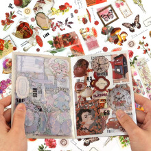 Vintage-Scrapbooking-Sticker mit Mondmotiv, 177 Stück, transparent, selbstklebend, PET-Design, Garten, Planet und Tiere