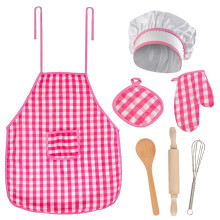 Conjunto de ropa de chef para niños (7 piezas): delantal, gorro de chef, etc. (multicolor/multicolor) - Regalo sorpresa