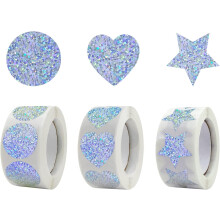 1500 pcs Silver Glitter Round Hearts Stars Stickers compatible DIY_Surprise Gift