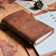 A5 Leather Notebook - Refillable A5 Travel Diary, Genuine Leather_Surprise Gift