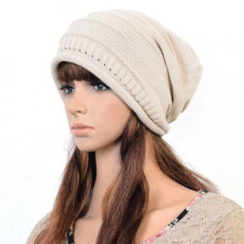Women Knitted Slouchy Hat Beanie Winter Ski Hat - stock_Christmas Gift_Beige_Surprise Gift