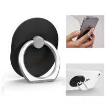 Supporto ad anello universale per cellulare con impugnatura ad anello_nero/nero_regalo a sorpresa