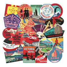 Vintage Hotel Stickers Pack 56 pcs Retro Luggage Stickers Vinyl Decals f_Surprise Gift