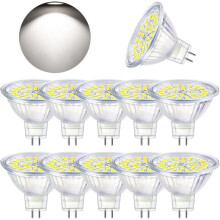 GU5.3 LED Bulb, Cool White 6000K, MR16 LED AC DC12V 3W Equivalent to 30W Halogen, Non-Dimmable LED Spotlight, 10-Pack [Energy Class F]_Surprise Gift
