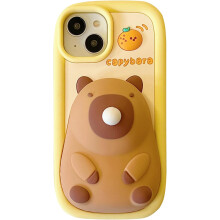 Protective case compatible iPhone compatible, cute 3D kawaii mobile phone case with funny Capybara bubbles, cartoon case with keychain, made of soft