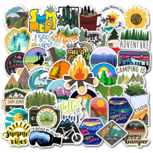 Outdoor Adventure Sticker Pack - 50 Cool Summer Travel Stickers compatible Teens Adults RV Waterproof Vinyl Decals compatible Laptop Water Bottle Lug