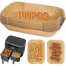 100 pcs Airfryer Paper compatible Ninja Dual, Airfryer Af300uk Af400uk Accessories, Disposable Airfryer Baking Paper Square, Compatible with Ninja_Su