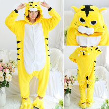 Drachen-Einteiler für Erwachsene, Tier-Einhorn-Pyjama-Kostüm, warm, weich, gesteppter Schlafanzug, Winter-Overall, Pyjama, Cosplay, gelber Tiger_12T