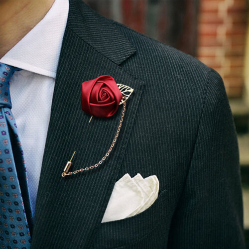 Artificial Silk Flower Corsage Elegant Boutonniere-light blue 2