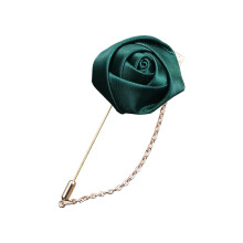 Broche boutonnière en soie artificielle, pour-vert foncé