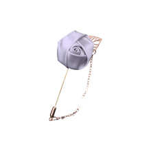 Artificial Silk Flower Boutonniere with Metal-silver gray