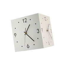 Double Sided Corner Clock Square Wall Clock Wall Mounted-White