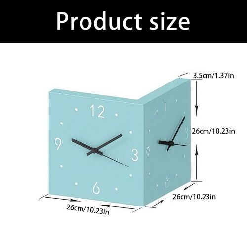 Double Sided Corner Clock Square Wall Clock Wall Mounted-White 2