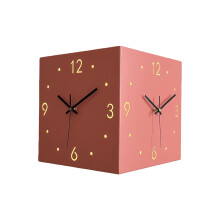 Double Sided Corner Wall Clock,Decorative Wall Clocks for-Pink