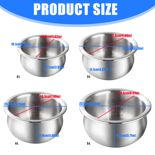 Rice Cooker Insert Dishwasher Safe Cookware Replacement Part-5L 2