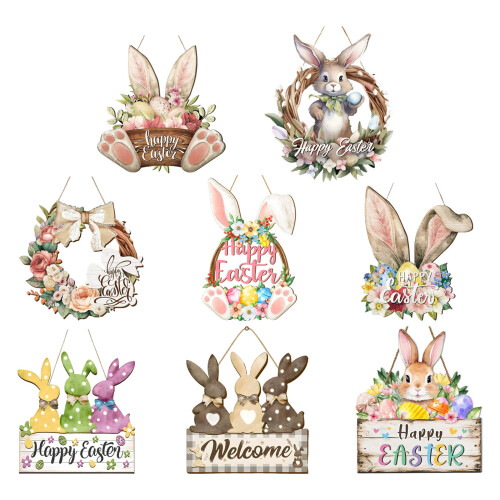 User Friendly Wood Easter Decoration Rabbit Plaque Suitable-E 1