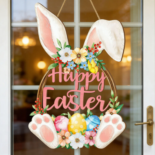 User Friendly Wood Easter Decoration Rabbit Plaque Suitable-E 2