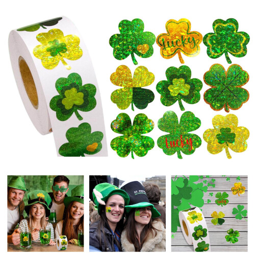 500PCS Reflective Patricks Day Sticker Shamrock Sticker for Gift 1