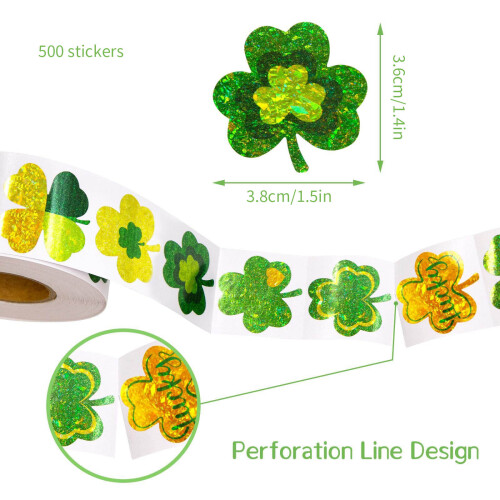 500PCS Reflective Patricks Day Sticker Shamrock Sticker for Gift 2