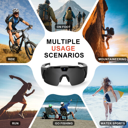 Lightweight Intelligent Camera Glasses for-Black model A 2