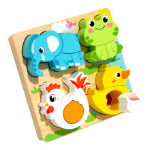 Houten 3D dierenthema puzzel speelgoedbord voor kinderen-olifant