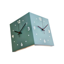 Double Sided Corner Wall Clock,Modern Decorative Art-Blue
