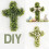 Realistic Artificial Green Plant Crosses Shape Wreath Wall 6