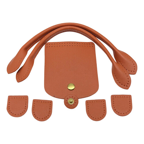 DIY PU Leather Bag Knitting Set Leather Bag Making Set-Brown
