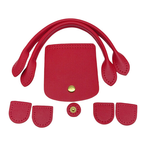 DIY PU Leather Bag Knitting Set Leather Bag Making Set-Red