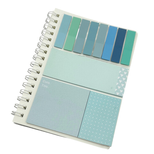 Adhesive Note Notebook Set Multiunction Refillable Notepad-Blue