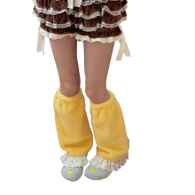 Fleece beenwarmers met ruches en strikken Accent Wintermode-Geel