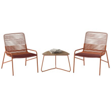 Conjunto de patio de ratán de 3 piezas con sillas y mesa