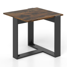 Mesa auxiliar industrial con base metálica en forma de T, marrón, 50x50 cm
