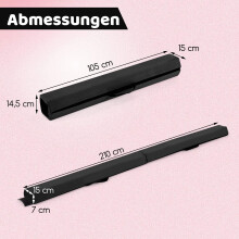 Opvouwbare gymnastiekbalk van 210 cm, antislip, zwart