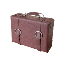 Portable 1/12 Dollhouses Model PU Luggage Design Wooden-brown