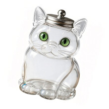 Stylish Cats Face Glass Storage Canister Ideal For Pet Treats