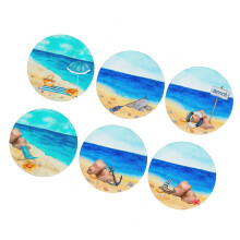 Pack Of 6 Natural Wood Round Coasters Mat For Drink Heat-B