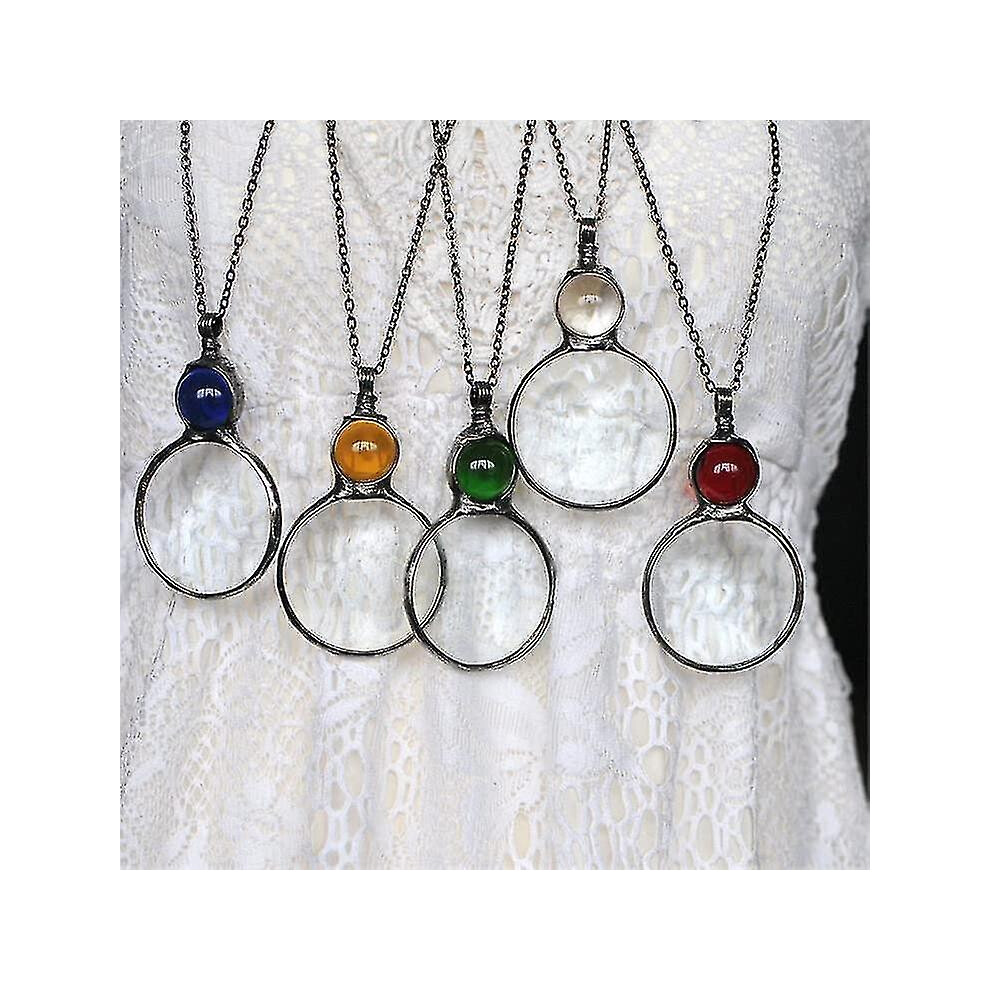 Magnifying Glass Necklace Gift, Reading Magnifying Glass Pendant Necklace compatible Elderly, Magnifying Glass compatible Books, Newspapers, Reading