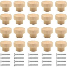 Black Friday 20 Pieces Wooden Cabinet Handles Round Natural Wooden Knobs Wooden Cabinet Knob Wooden Door Knob Drawer Knob Suitable compatible Cabinet