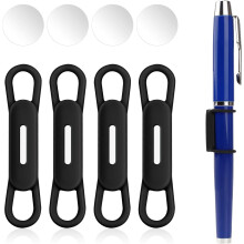 Magnetic pen holder, 4 pcs adjustable silicone pen holder compatible desk, refrigerator, board, office accessories, black_Black_Surprise Gift