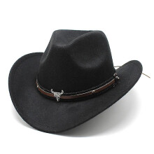 Western Cowboy Top Hat Felt Hat Black_Surprise Gift
