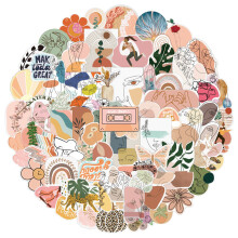 Vinyl Material 100 Pcs Boho Style Stickers Assorted, Vintage Aesthetic Stickers Glossy And Bright Perfect Gift Option compatible Personalised Decor_S