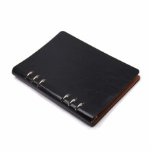 A5 Notebook with 6 Holes, PU Cover, Removable Pocket, Leather, Refillable Notebook, Ring Binder, Hard Cover, Diary, Business (Black)_Surprise Gift