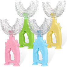 Black Friday 4 Pieces U-Shaped Toothbrushes compatible Kids, Toddler Toothbrush with Foam_Surprise Gift